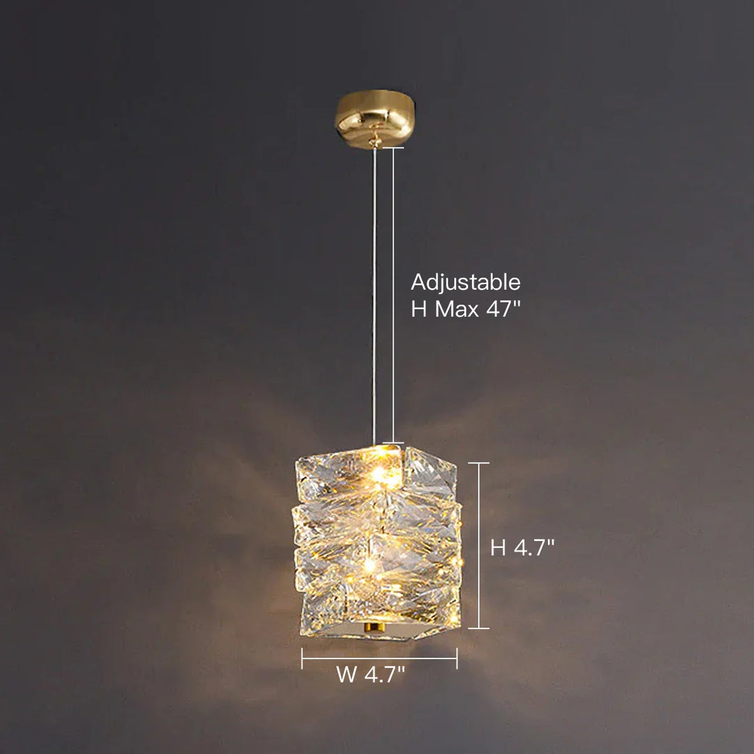 Pendant Light Crystal Stacked Glass 9.8 in LED Kitchen Island Dining Room Hanging Ceiling Fixture Modern Contemporary | Kalsten