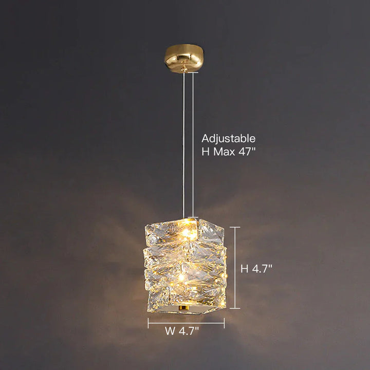 Pendant Light Crystal Stacked Glass 9.8 in LED Kitchen Island Dining Room Hanging Ceiling Fixture Modern Contemporary | Kalsten
