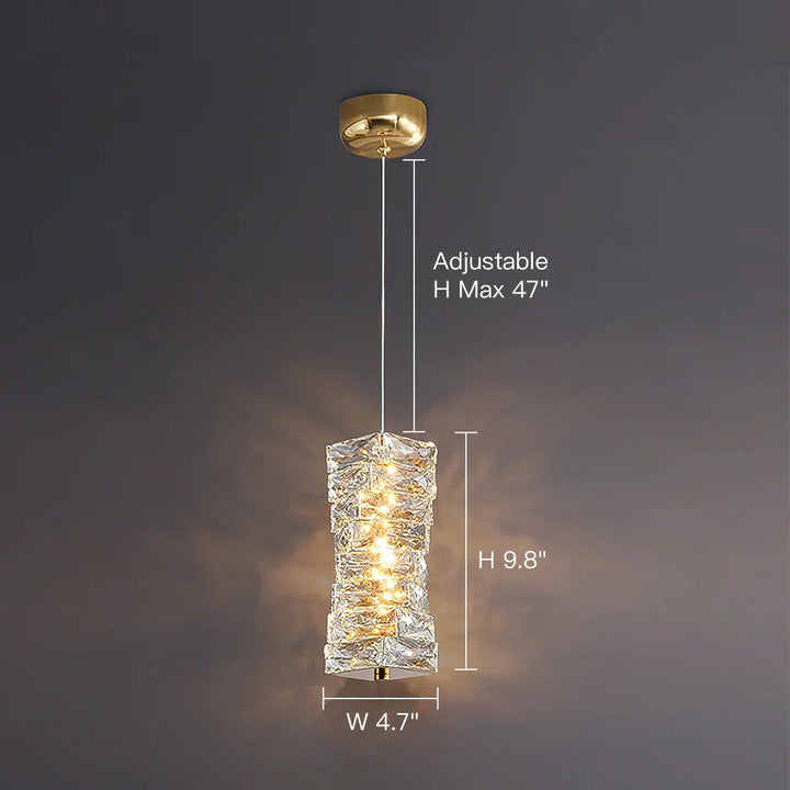 Pendant Light Crystal Stacked Glass 9.8 in LED Kitchen Island Dining Room Hanging Ceiling Fixture Modern Contemporary | Kalsten