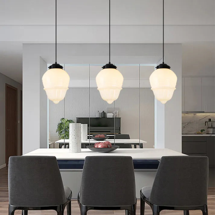Vintage Geometric Hanging Lamp made of Matte Glass – Retro Pendant Light for Dining Room | Kalsten