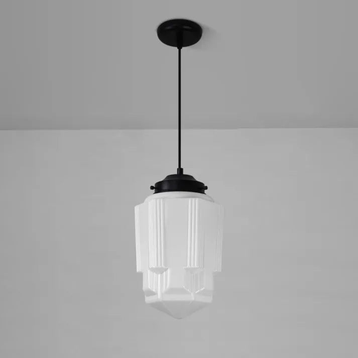 Vintage Geometric Hanging Lamp made of Matte Glass – Retro Pendant Light for Dining Room | Kalsten