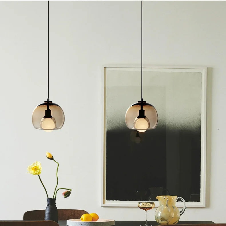 Handblown Stained Glass Orb Pendant Light Lampshade | Kalsten