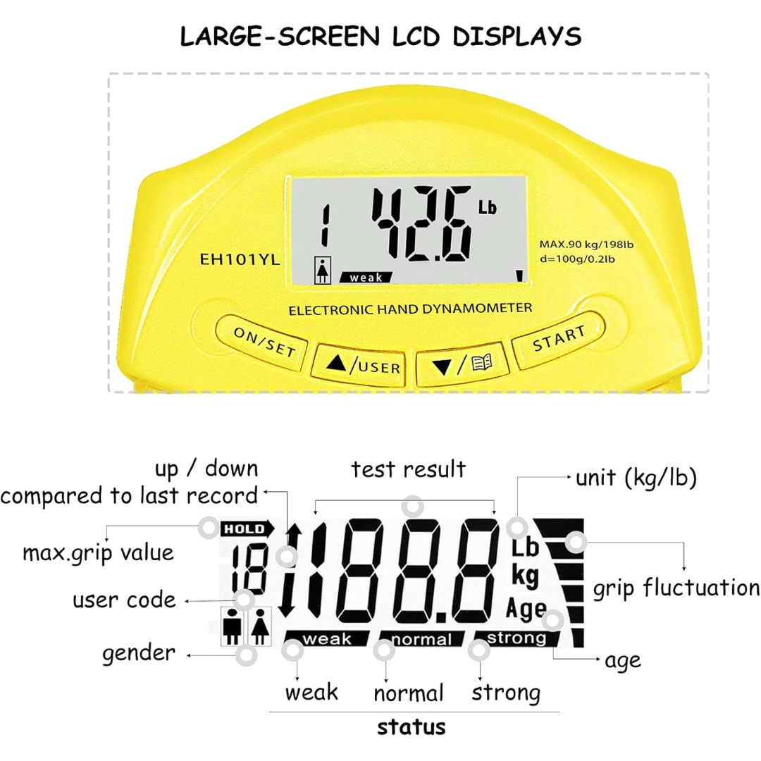 Kalsten | HANDPOWER PRO – Digital Hand Dynamometer for Precise Grip Strength Measurement up to 90kg