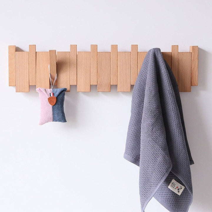 Wooden Piano-Style Wall Coat Rack