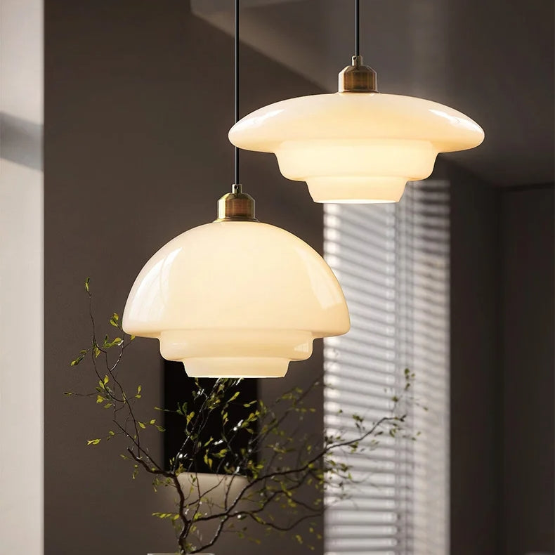 Pendant Light Glass 12.6 in Adjustable Art Deco Dining Room Kitchen Island Hanging Ceiling Lamp | Kalsten