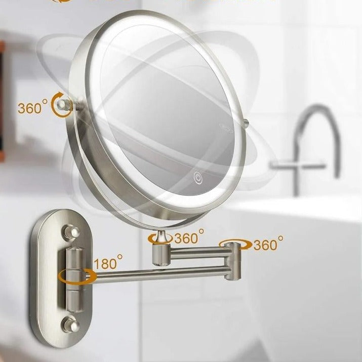 Kalsten | LED Wall Mirror with Chrome Frame and Magnifier