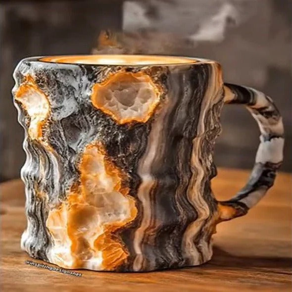 Kalsten | Faceted Mineral Crystal Coffee Mug – Elegant Glass Cup