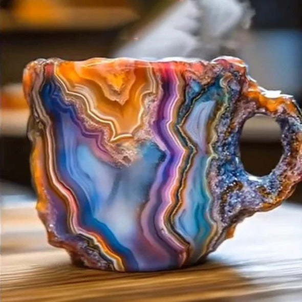 Kalsten | Faceted Mineral Crystal Coffee Mug – Elegant Glass Cup