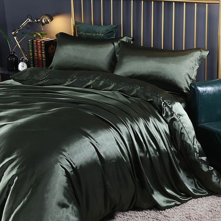 Silk/Satin Bed Linen Duvet Cover Luxury Set (2x Pillowcase, 1x Fitted Sheet, 1x Duvet) Noxord