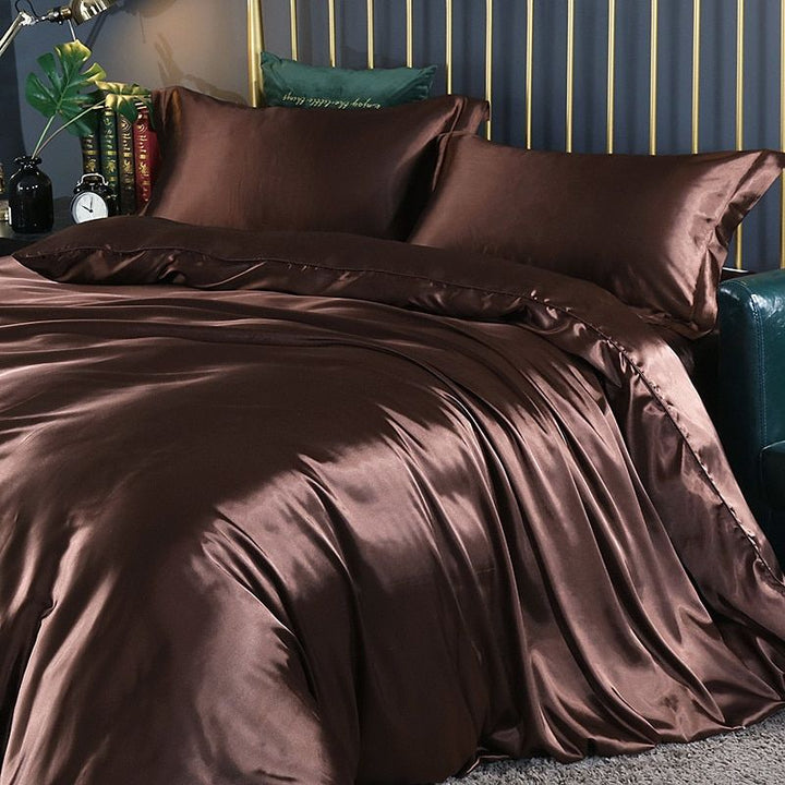 Silk/Satin Bed Linen Duvet Cover Luxury Set (2x Pillowcase, 1x Fitted Sheet, 1x Duvet) Noxord