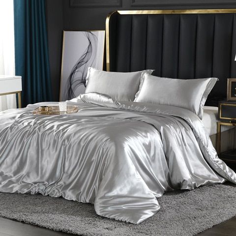 Silk/Satin Bed Linen Duvet Cover Luxury Set (2x Pillowcase, 1x Fitted Sheet, 1x Duvet) Noxord