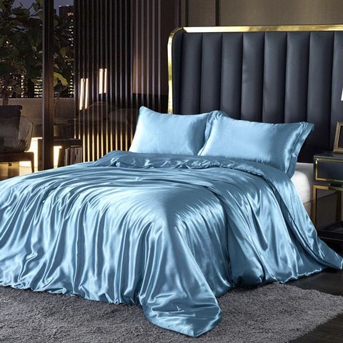 Silk/Satin Bed Linen Duvet Cover Luxury Set (2x Pillowcase, 1x Fitted Sheet, 1x Duvet) Noxord