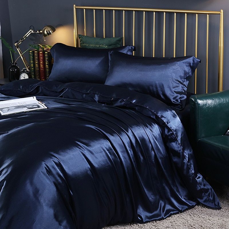 Silk/Satin Bed Linen Duvet Cover Luxury Set (2x Pillowcase, 1x Fitted Sheet, 1x Duvet) Noxord
