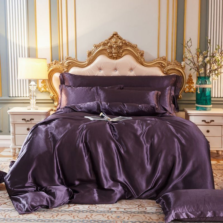 Silk/Satin Bed Linen Duvet Cover Luxury Set (2x Pillowcase, 1x Fitted Sheet, 1x Duvet) Noxord