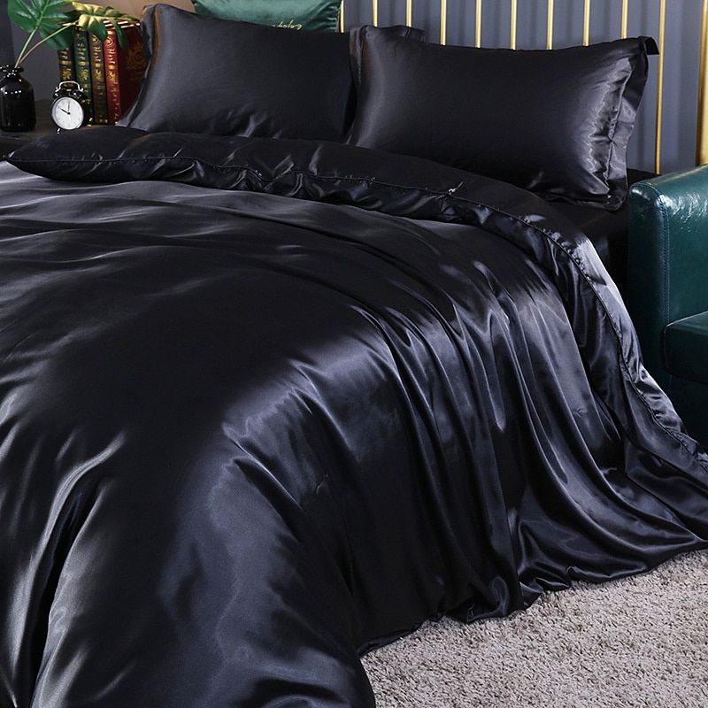 Silk/Satin Bed Linen Duvet Cover Luxury Set (2x Pillowcase, 1x Fitted Sheet, 1x Duvet) Noxord
