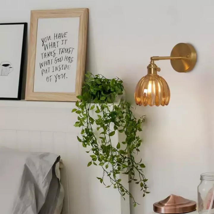 Vintage Floral Glass Wall Light