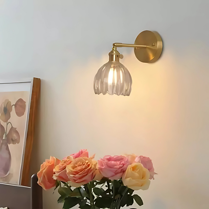 Vintage Floral Glass Wall Light
