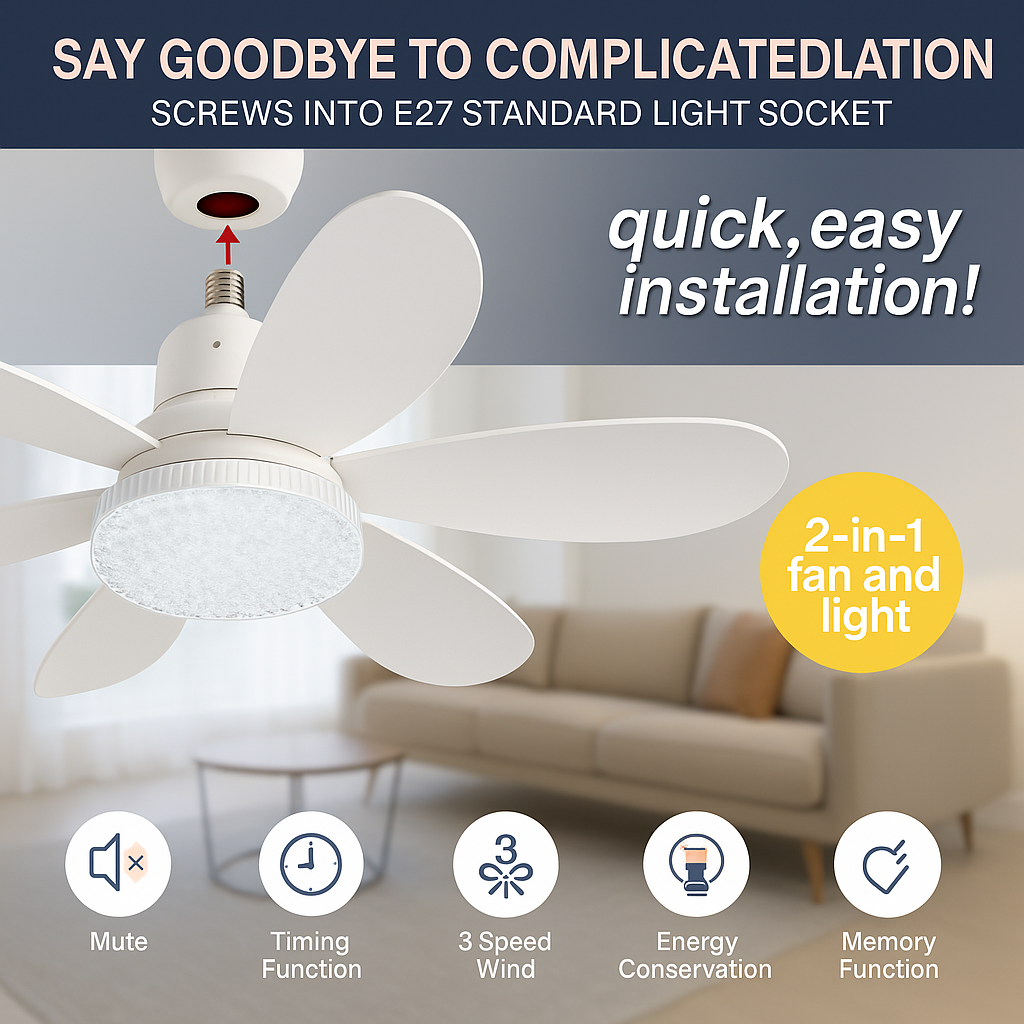 Elegant Flower Energy Saving RC Ceiling Fan Lamp | Noxord