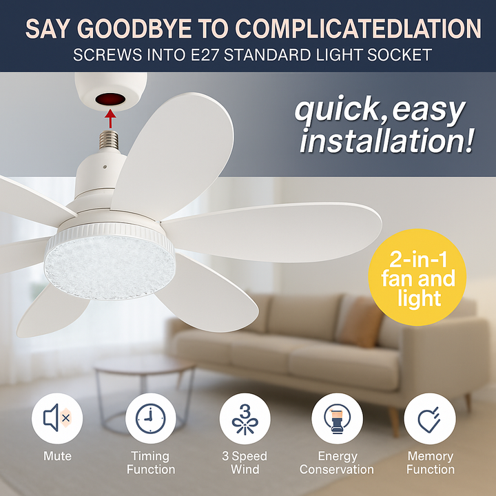 Elegant Flower Energy Saving RC Ceiling Fan Lamp | Noxord