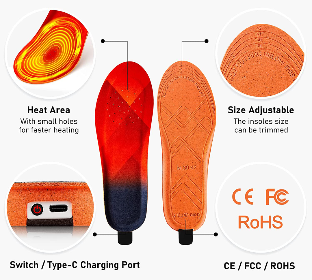 Rechargeable Heated Insoles with Wireless Control