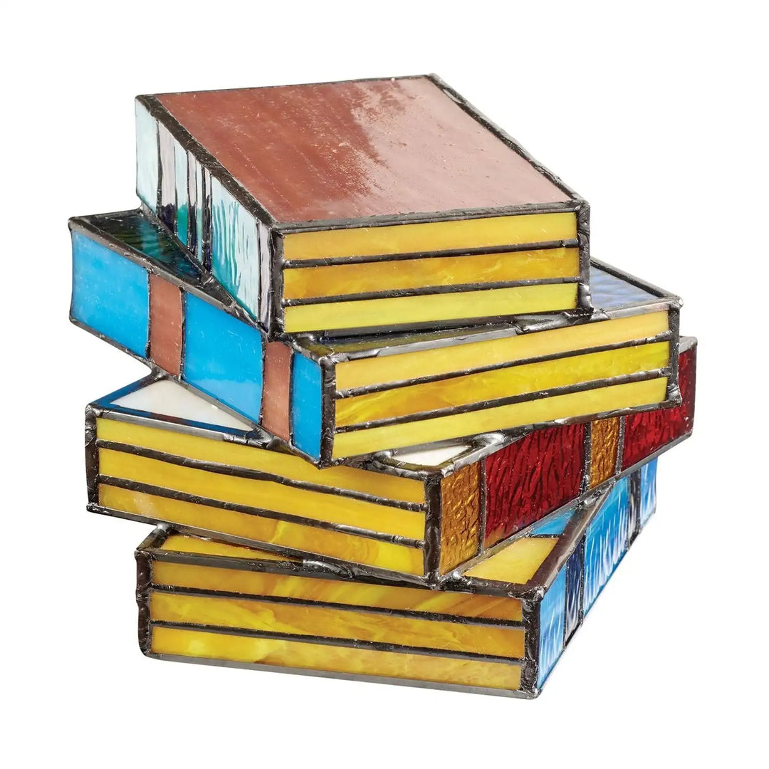 Stained Glass Book Stack Nightstand Lamp