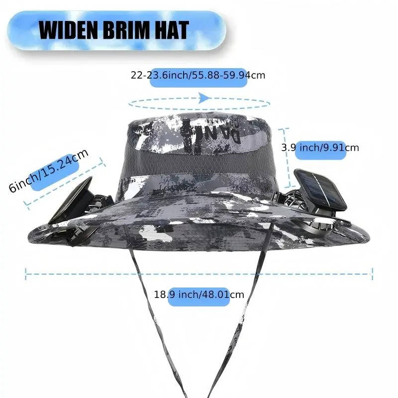 Outdoor Wide Brim Sun Hat with 2 Solar Fans, UV Protection for Men & Women, Cooling Hat for Camping & Hiking | Kalsten