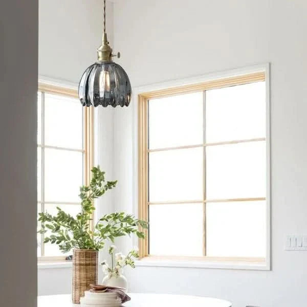 Japanese-Style Glass Flower Pendant Light