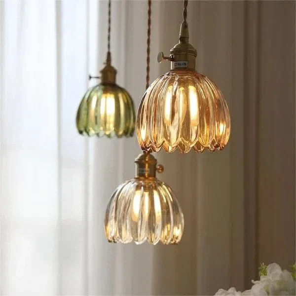 Japanese-Style Glass Flower Pendant Light