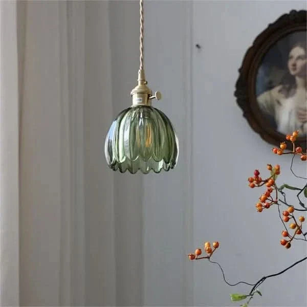 Japanese-Style Glass Flower Pendant Light