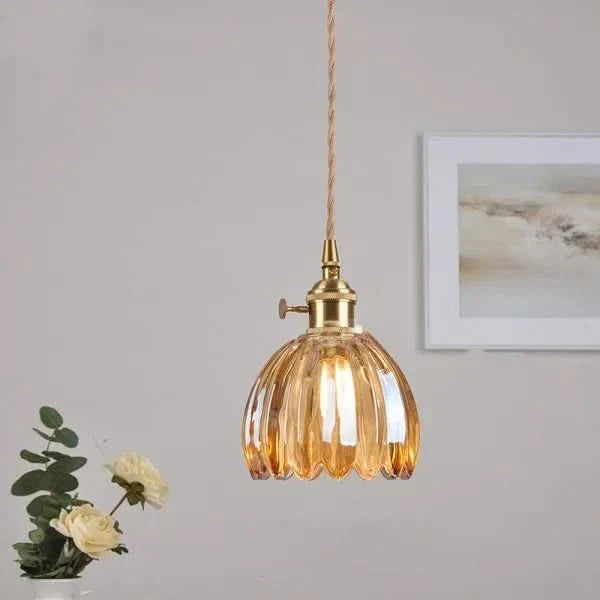 Japanese-Style Glass Flower Pendant Light