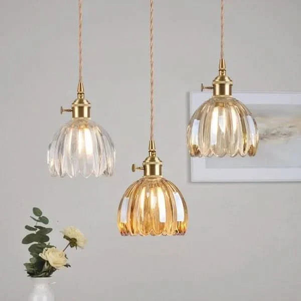 Japanese-Style Glass Flower Pendant Light