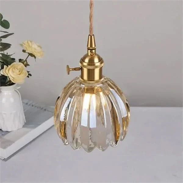 Japanese-Style Glass Flower Pendant Light