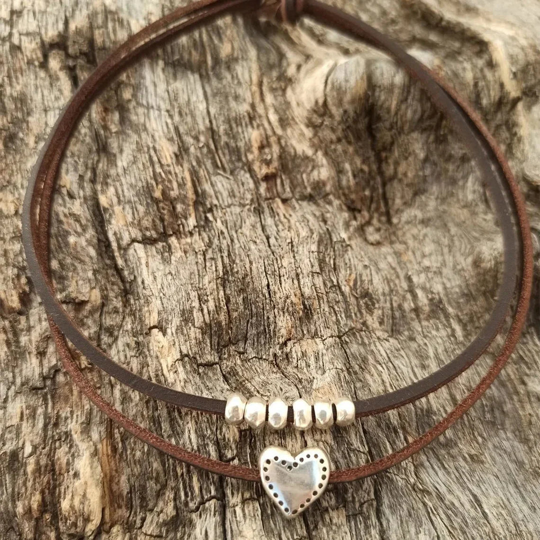 Kalsten | Layered Leather Heart Choker Necklace