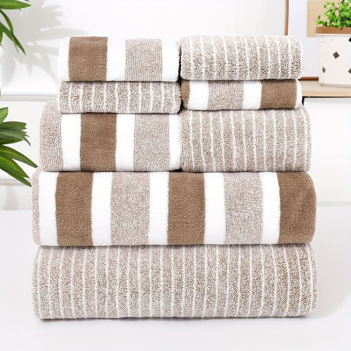 8-Piece Coral Fleece Towel Set (Quick-Dry)