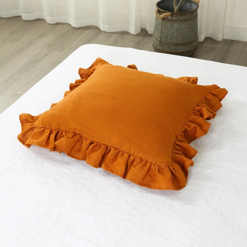 Elegant Linen Cushion Cover - with Ruffles for Ultimate Comfort Kalsten