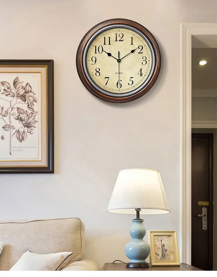 Kalsten | WoodLuxe classic wall clock – stylish silent wooden decorative clock 30 cm