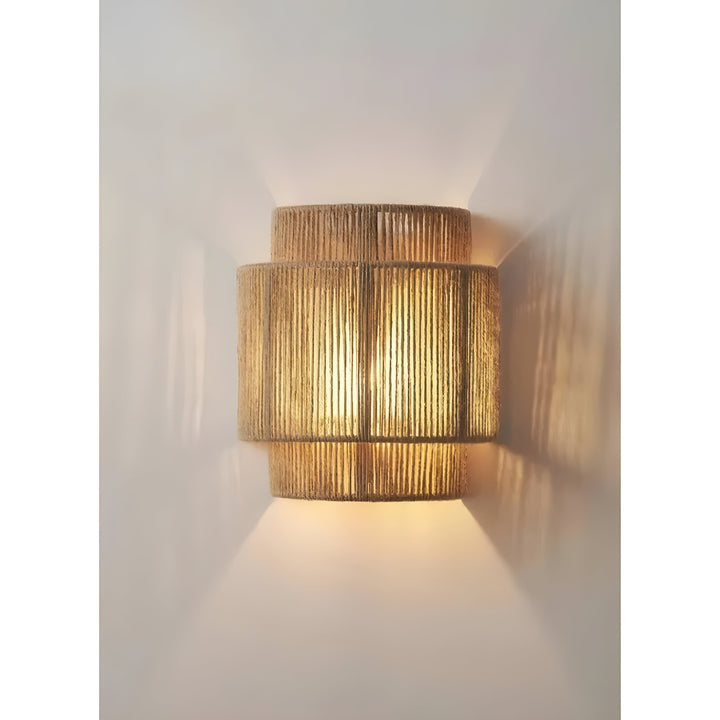 Contemporary Rattan Woven Wall Lamp - WeaveGlow | Kalsten