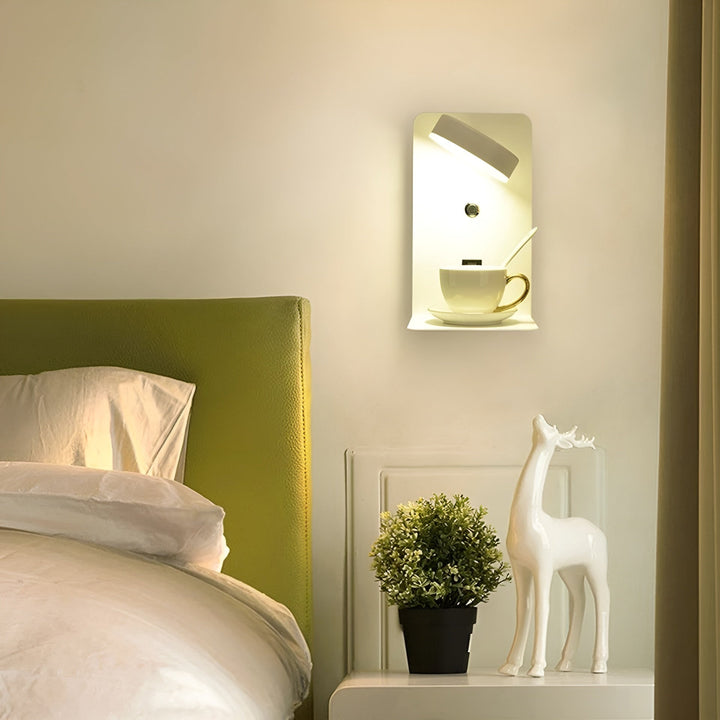 ChargeBright Luxe LED Wall Lamp with USB Charging Port - Modern Black-White Design Kalsten