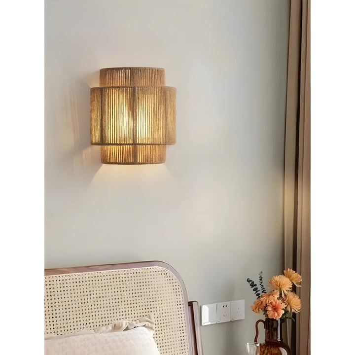 Contemporary Rattan Woven Wall Lamp - WeaveGlow | Kalsten