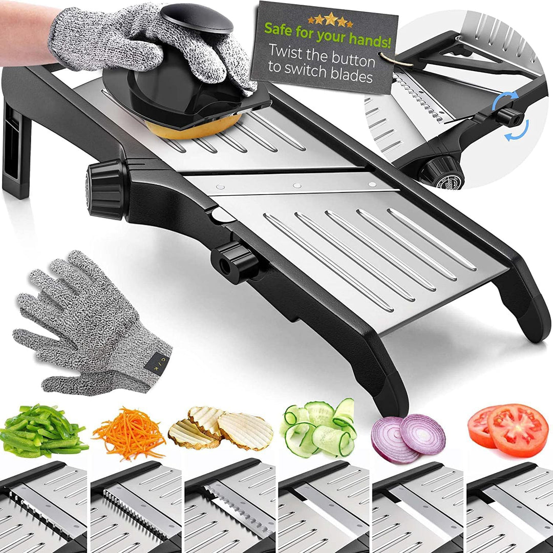 Kalsten | Mandoline with Protective Gloves for Safe Cutting