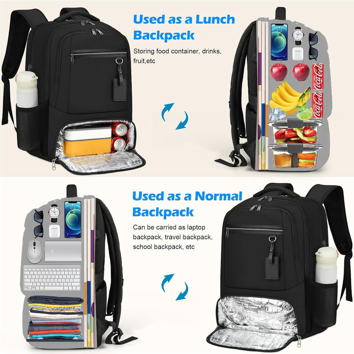 Waterproof Laptop & Lunch Backpack with USB Port – Multi-Compartment Travel Bag | Kalsten