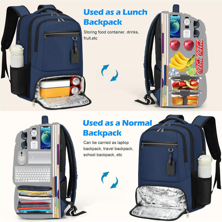 Waterproof Laptop & Lunch Backpack with USB Port – Multi-Compartment Travel Bag | Kalsten