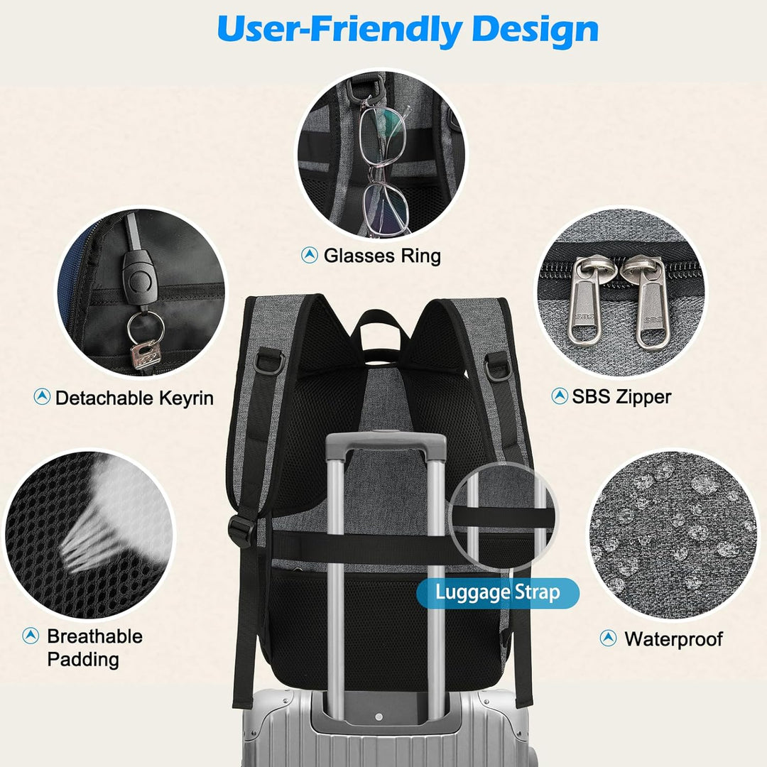 Waterproof Laptop & Lunch Backpack with USB Port – Multi-Compartment Travel Bag | Kalsten