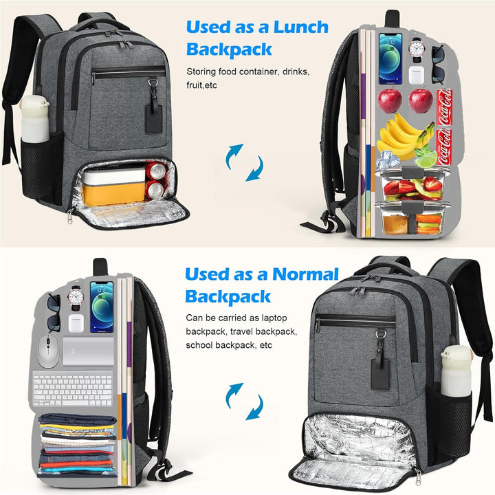 Waterproof Laptop & Lunch Backpack with USB Port – Multi-Compartment Travel Bag | Kalsten