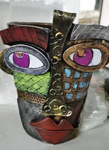 Kalsten | Handmade Picasso Brutalist Abstract Beauty Face Flower Pot