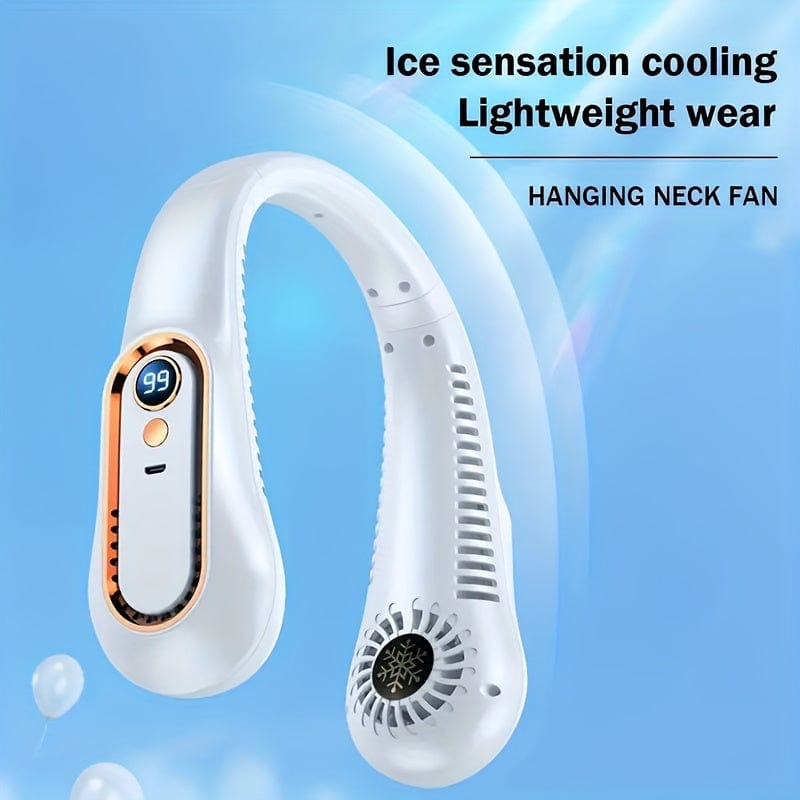 1pc Vaneless Hanging Neck Fan, Portable USB Cooler Fan With 5 Speeds And Digital Display - Super Strong Technology And Bladeless Design For Outdoor Use | Kalsten