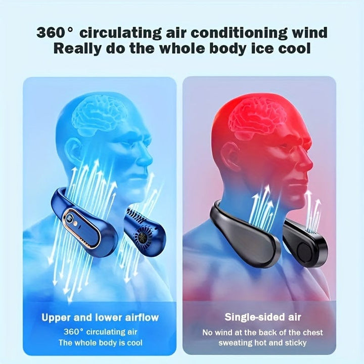 1pc Vaneless Hanging Neck Fan, Portable USB Cooler Fan With 5 Speeds And Digital Display - Super Strong Technology And Bladeless Design For Outdoor Use | Kalsten