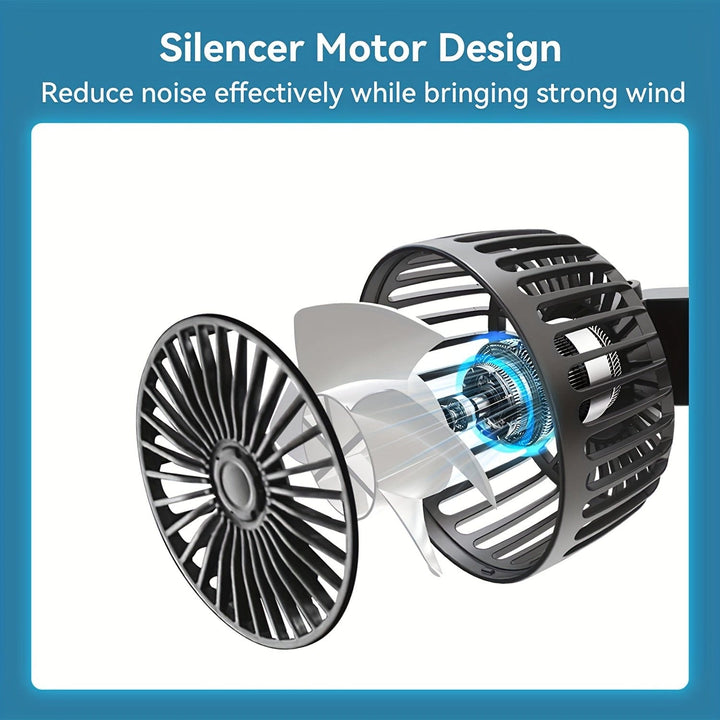 1pc Car Fan, Car Small Air Conditioner, Double-headed Rear Fan, Strong Wind, 360 Degrees Rotation, Large Air Volume, Subwoofer Operation, Base Fixed Clip Mounting Method, Suitable For Car Home | Kalsten