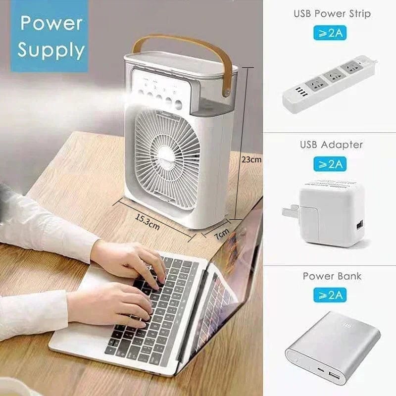 New 3 In 1 Fan Air Conditioner Household Mini Air Cooler LED Night Light Portable Humidifier Air Adjustment Fan Office Home Fan | Kalsten