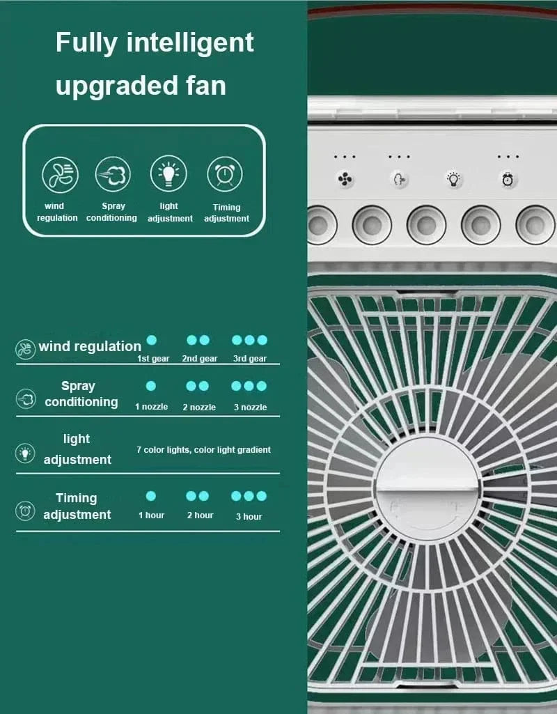 New 3 In 1 Fan Air Conditioner Household Mini Air Cooler LED Night Light Portable Humidifier Air Adjustment Fan Office Home Fan | Kalsten